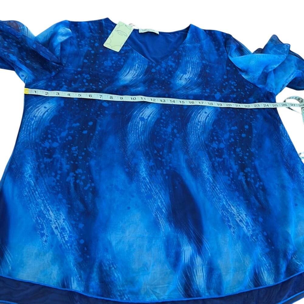 Sese Code Shades of Blue Print Knit Tunic Top Woman's Size 3XL Flowy NWT - Picture 7 of 10